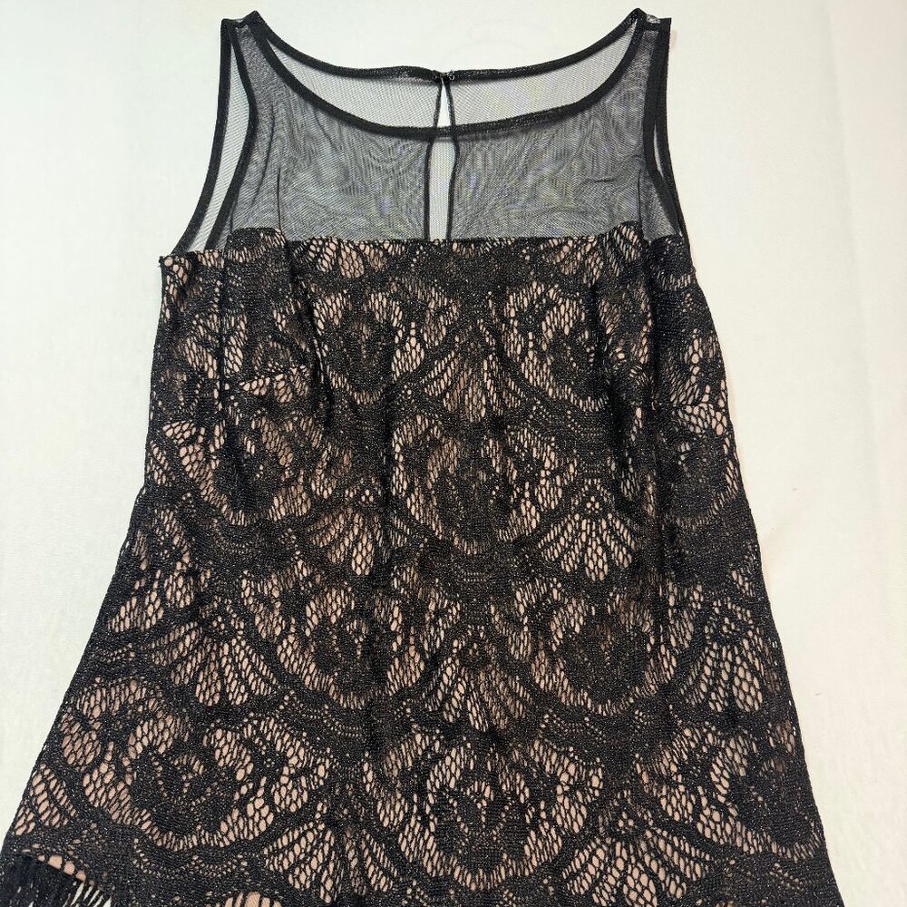 Vintage J R Nites Carol Lin Tank Medium Fringe Lace Made USA